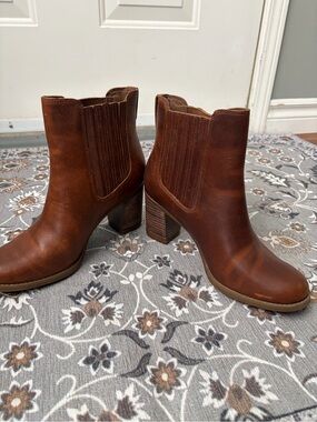 Timberland Brown Leather Stacked Heel Chelsea Ankle Boots
